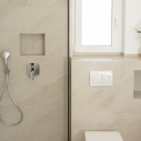 Shower with natural light from window