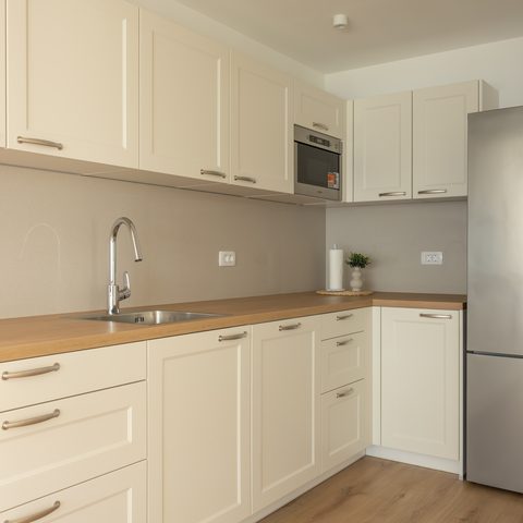 Kitchen with fridge and modern appliances